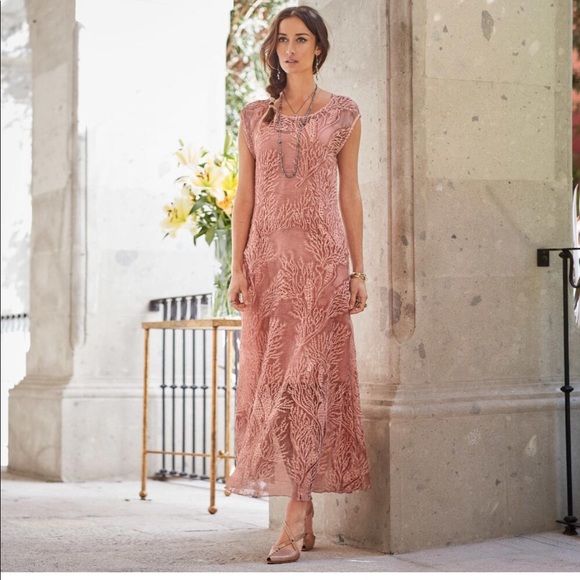 Sundance Sintra Dreams Embroidered Chemise Dress Linen Size M